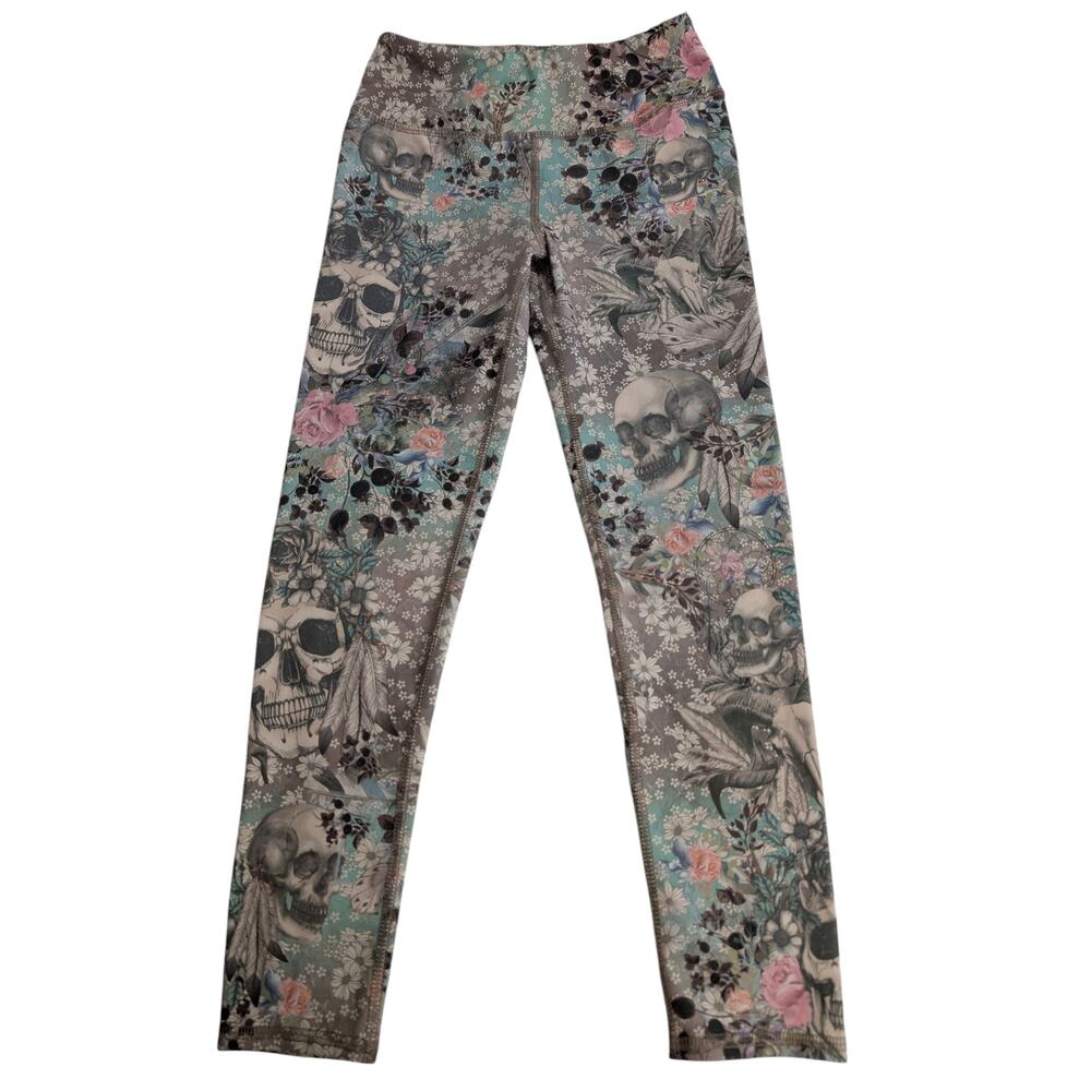 evolution and creation floral skull crop leggings size medium